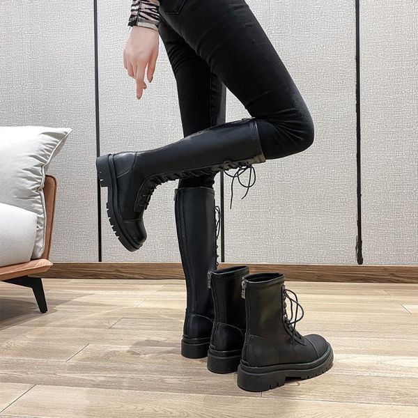 dress shoes back front lace up high low boots women's winter 2021 black round head versatile thick bottom
dress shoes back front lace up high low boots women's winter 2021 black round head versatile thick bottom