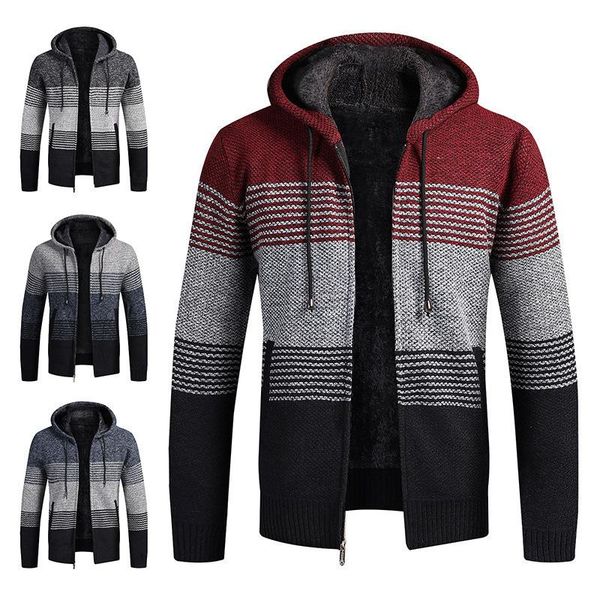 cardigan jumpers male fashion coat spring autumn mens hooded stripe thick zipper wool men's sweaters sweater, White;black
cardigan jumpers male fashion coat spring autumn mens hooded stripe thick zipper wool men's sweaters sweater, White;black
