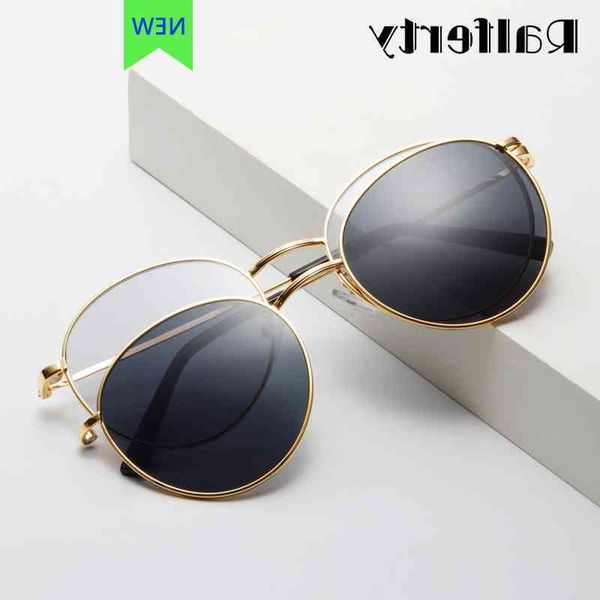 ralferty men women's glasses 2 in 1 clip on kit round magnet sunglasses anti uva uvb metal framework recipe wholesale, Silver
ralferty men women's glasses 2 in 1 clip on kit round magnet sunglasses anti uva uvb metal framework recipe wholesale, Silver
