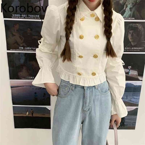korobov elegant vintage white coats korean office lady double breasted short female coat flare sleeve chic jackets 210430, Black;brown
korobov elegant vintage white coats korean office lady double breasted short female coat flare sleeve chic jackets 210430, Black;brown