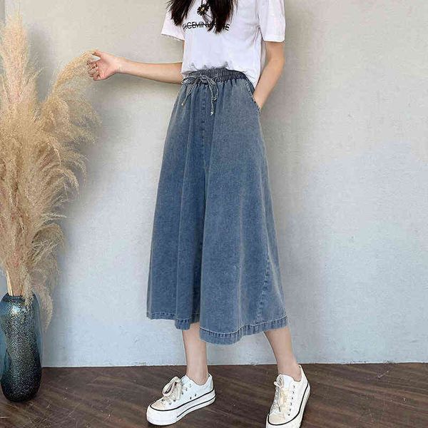 denim wide-leg pants women's summer thin loose drape plus size high-waist casual cropped trousers 211129, Blue
denim wide-leg pants women's summer thin loose drape plus size high-waist casual cropped trousers 211129, Blue