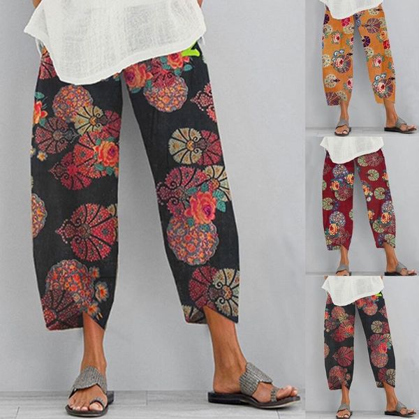 women pants 2021 summer casual flower print pant elastic waist pocket loose harem woman clothes women's & capris, Black;white
women pants 2021 summer casual flower print pant elastic waist pocket loose harem woman clothes women's & capris, Black;white