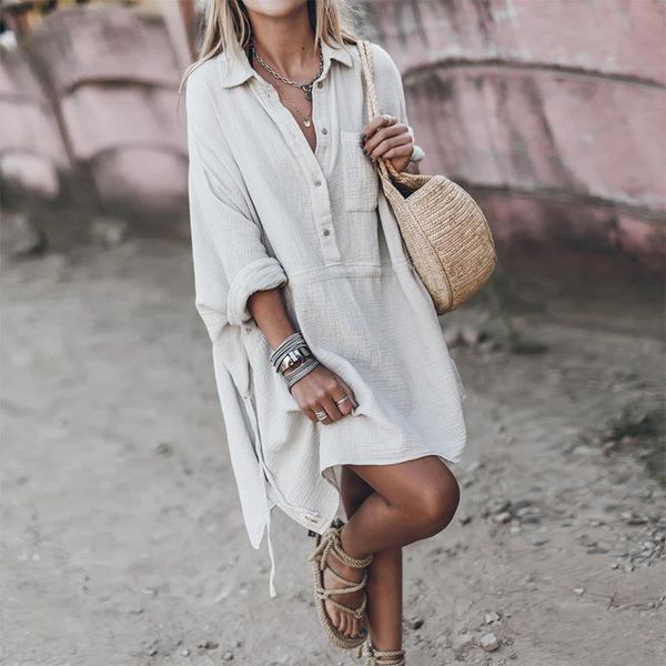 autumn dress fall bell women sleepwear casual linen loose dresses solid black turn down collar chest button, Black;red
autumn dress fall bell women sleepwear casual linen loose dresses solid black turn down collar chest button, Black;red