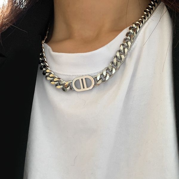 design jewelry exaggerated double letter necklace titanium steel not fade hip hop thick neck sweater chain, Black
design jewelry exaggerated double letter necklace titanium steel not fade hip hop thick neck sweater chain, Black
