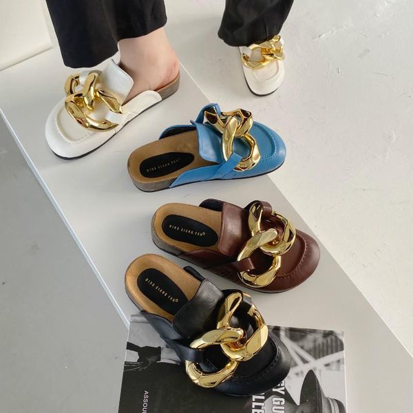 gold chain slippers women metal buckle elegant solid flat slides brand design outdoor flip flops, Black
gold chain slippers women metal buckle elegant solid flat slides brand design outdoor flip flops, Black