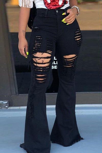 women's jeans hole retro denim pant woman vintage high waist european style trouser, Blue
women's jeans hole retro denim pant woman vintage high waist european style trouser, Blue