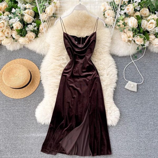 casual dresses women's vintage party dress fashion spaghetti strap sleeveless high waist backless split evening club midi vestidos, Black;gray
casual dresses women's vintage party dress fashion spaghetti strap sleeveless high waist backless split evening club midi vestidos, Black;gray