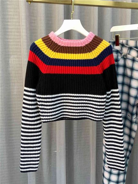 sweater early autumn 7-color rainbow yarn combination high waist round neck 09ix, White;black
sweater early autumn 7-color rainbow yarn combination high waist round neck 09ix, White;black
