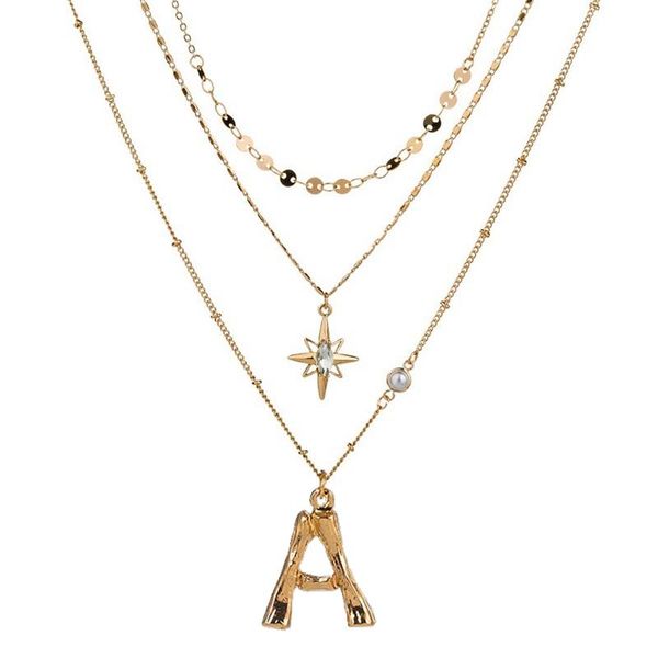 pendant necklaces gold metal bamboo 26 letter alphabet initial star imitation pearl necklace boho fashion sequins chain neck jewelry, Silver
pendant necklaces gold metal bamboo 26 letter alphabet initial star imitation pearl necklace boho fashion sequins chain neck jewelry, Silver