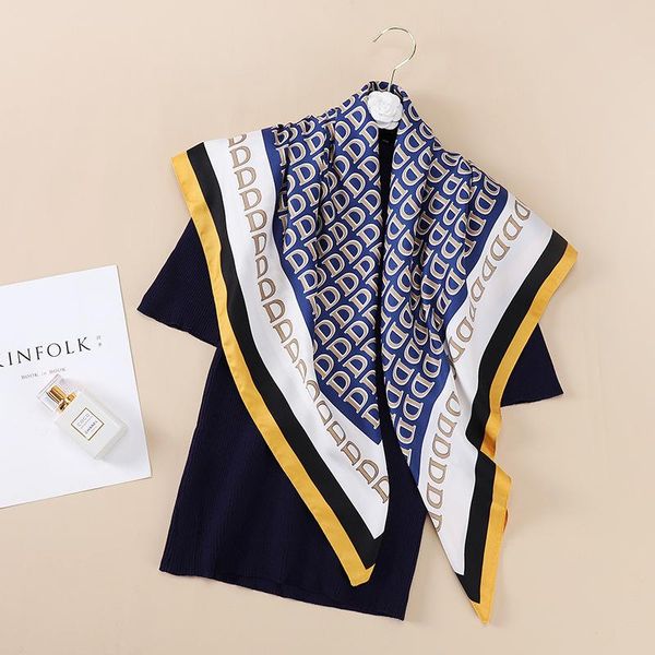 scarves jtvovo 2021 90x90cm french d letter silk imitation women's luxury fashion square scarf schallouis, Blue;gray
scarves jtvovo 2021 90x90cm french d letter silk imitation women's luxury fashion square scarf schallouis, Blue;gray