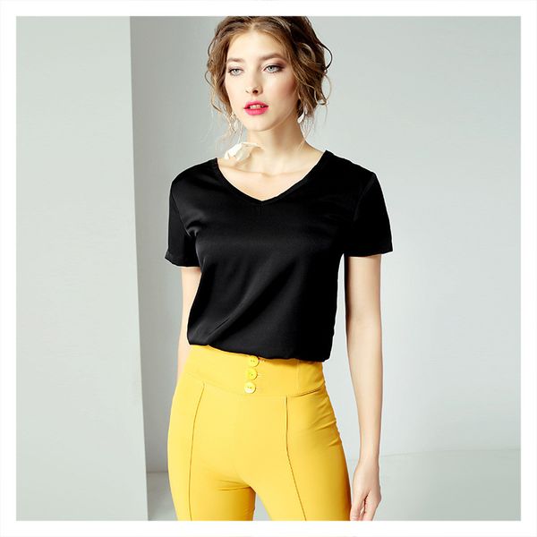 t shirts 2021 women's solid color shirt short sleeve slim fit silk t-shirt women, White
t shirts 2021 women's solid color shirt short sleeve slim fit silk t-shirt women, White