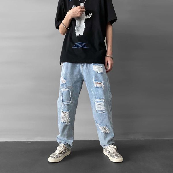 summer ripped jeans mens fashion washed retro casual straight jeans men streetwear wild loose hip hop hole denim trousers -3xl, Blue
summer ripped jeans mens fashion washed retro casual straight jeans men streetwear wild loose hip hop hole denim trousers -3xl, Blue