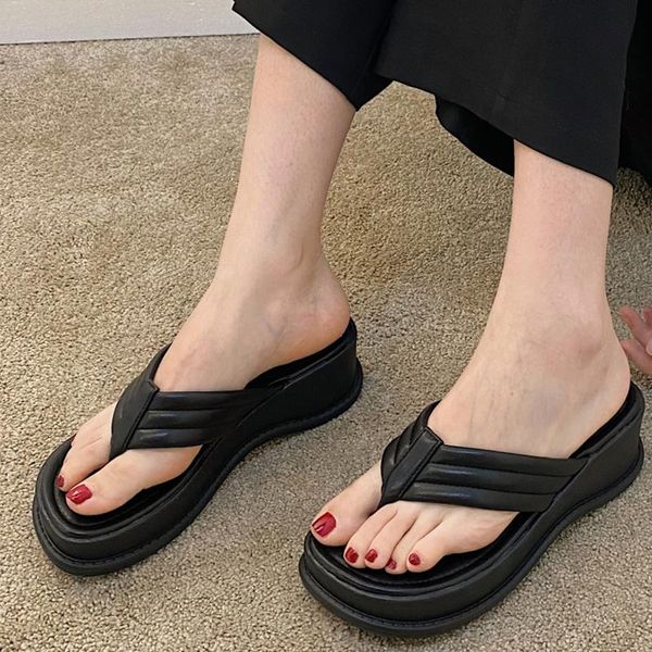 slippers women casual clip toe platform girl's summer thick bottom beach flip fops pu leather wedges sandals female, Black
slippers women casual clip toe platform girl's summer thick bottom beach flip fops pu leather wedges sandals female, Black