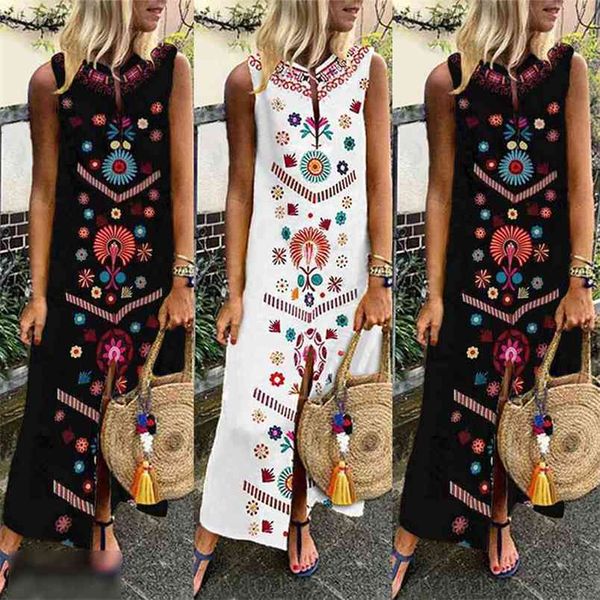 women dress boho floral print sleeveless summer party long maxi elegant lady holdiay beach sundress split female clothing 210522, Black;gray
women dress boho floral print sleeveless summer party long maxi elegant lady holdiay beach sundress split female clothing 210522, Black;gray