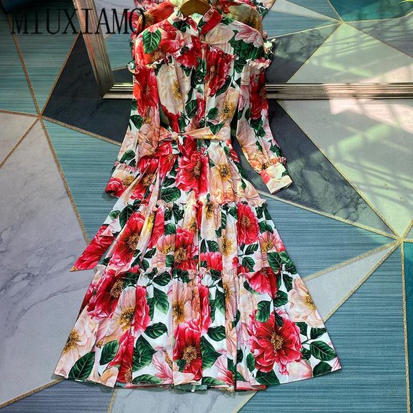 casual dresses miuximao 2021 spring summer dress cute flower print elegant long sleeve ruffles slim women vestidos with belt, Black;gray
casual dresses miuximao 2021 spring summer dress cute flower print elegant long sleeve ruffles slim women vestidos with belt, Black;gray