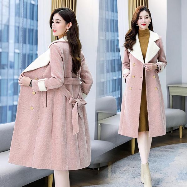 women's wool & blends woolen coat 2021 spring double breasted thick and warm splicing mink, Black
women's wool & blends woolen coat 2021 spring double breasted thick and warm splicing mink, Black