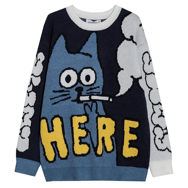 men's sweaters streetwear men sweater cartoon funny cat printed o neck pullover soft hip hop harajuku fashion korean casual knitted, White;black
men's sweaters streetwear men sweater cartoon funny cat printed o neck pullover soft hip hop harajuku fashion korean casual knitted, White;black