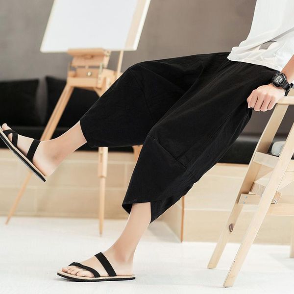 men's pants summer chinese style linen capris fat beach shorts hip hop large loose cotton, Black
men's pants summer chinese style linen capris fat beach shorts hip hop large loose cotton, Black