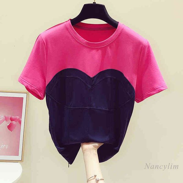 t shirt women's t shirts summer fashion color contrast fake two-piece round-neck short sleeve tees camisetas de mujer, White
t shirt women's t shirts summer fashion color contrast fake two-piece round-neck short sleeve tees camisetas de mujer, White