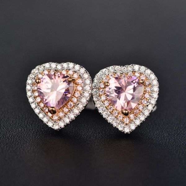 stud heart shape earrings for women 925 sterling silver ear jewelry pink gemstone fashion wedding engagement, Golden;silver
stud heart shape earrings for women 925 sterling silver ear jewelry pink gemstone fashion wedding engagement, Golden;silver