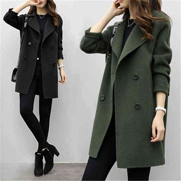 2021 autumn and winter woolen windbreaker coat women's korean version medium length thickened thin loose student, Black
2021 autumn and winter woolen windbreaker coat women's korean version medium length thickened thin loose student, Black
