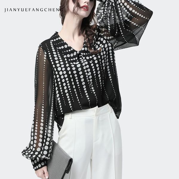 women's blouses & shirts chiffon polka dots blouse long lantern sleeve women summer turn-down chinese collar plus size gothic casual of, White
women's blouses & shirts chiffon polka dots blouse long lantern sleeve women summer turn-down chinese collar plus size gothic casual of, White