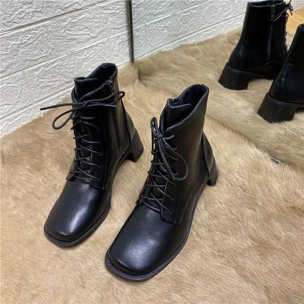 boots deat 2021 spring autumn fashion casual thick heel square head lace-up low leather shoes women short cool sf2971, Black
boots deat 2021 spring autumn fashion casual thick heel square head lace-up low leather shoes women short cool sf2971, Black