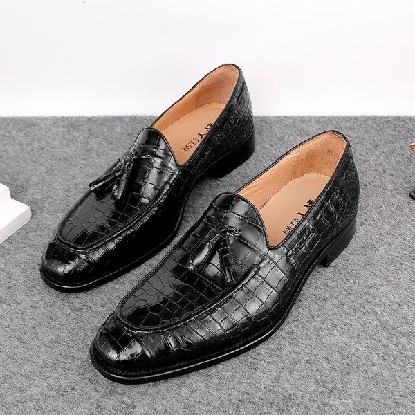 dress shoes 2021 crocodile leather business casual men's personality british style pointed toe cowhide outsole, Black
dress shoes 2021 crocodile leather business casual men's personality british style pointed toe cowhide outsole, Black