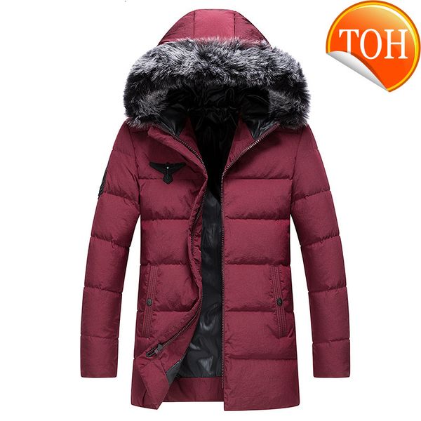 -30 degrees winter men's down brand jacket thick warm with big real fur collar parka men casual waterproof coat, Black
-30 degrees winter men's down brand jacket thick warm with big real fur collar parka men casual waterproof coat, Black