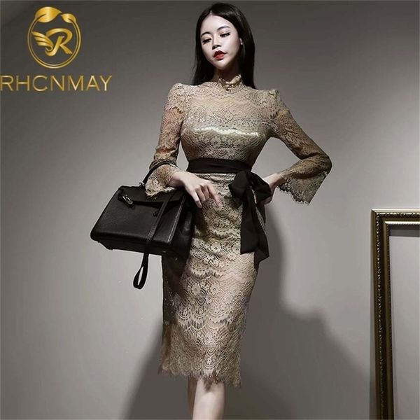 spring and autumn korea lace embroidery women dress slim elegant temperament long sleeves gird your waist dress 210520, Black;gray
spring and autumn korea lace embroidery women dress slim elegant temperament long sleeves gird your waist dress 210520, Black;gray