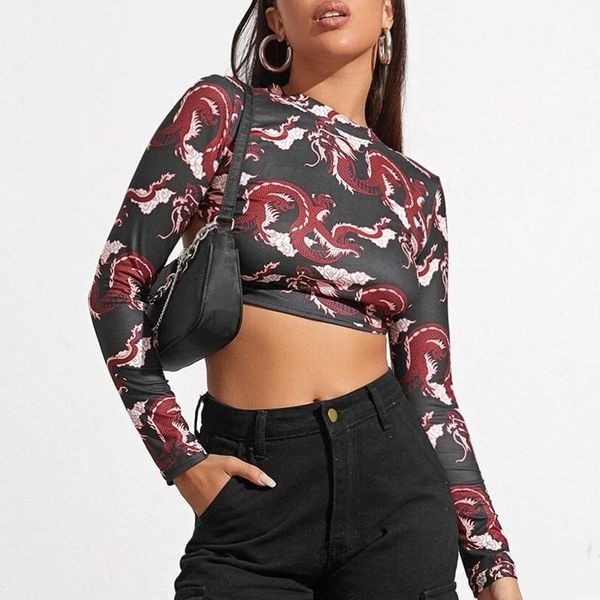 women's t-shirt 2021 fashion dragon print long sleeve crop women spring autumn slim fit turtleneck club tee shirts female, White
women's t-shirt 2021 fashion dragon print long sleeve crop women spring autumn slim fit turtleneck club tee shirts female, White