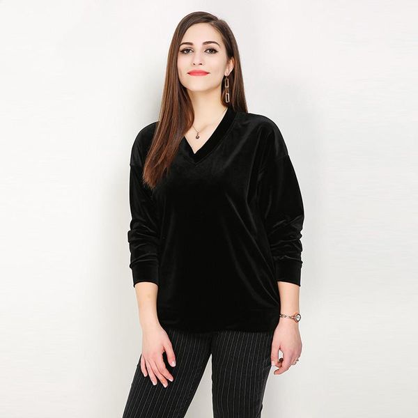 plus size t-shirt spring long sleeve vintage velvet blouse fashion elegant women v-neck velour shirts big l-8xl, Black
plus size t-shirt spring long sleeve vintage velvet blouse fashion elegant women v-neck velour shirts big l-8xl, Black