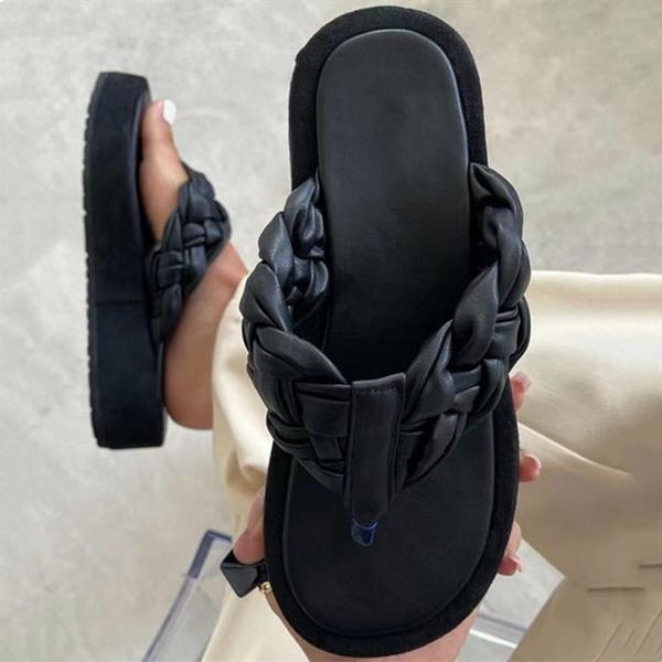 thick sole fashion shoes women flip flops clip open toe braiding flat slides home outside casual slipper platform size 43 slippers, Black
thick sole fashion shoes women flip flops clip open toe braiding flat slides home outside casual slipper platform size 43 slippers, Black