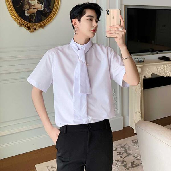 men's casual shirts short sleeve pin tie loose large size black and white shirt streetwear vintage party dress, White;black
men's casual shirts short sleeve pin tie loose large size black and white shirt streetwear vintage party dress, White;black