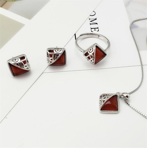 sterling silver natural gemstone retro jewelry set s925 black onyx red agate blue turquoise stone necklace earrings ring bracelet, &
sterling silver natural gemstone retro jewelry set s925 black onyx red agate blue turquoise stone necklace earrings ring bracelet, &