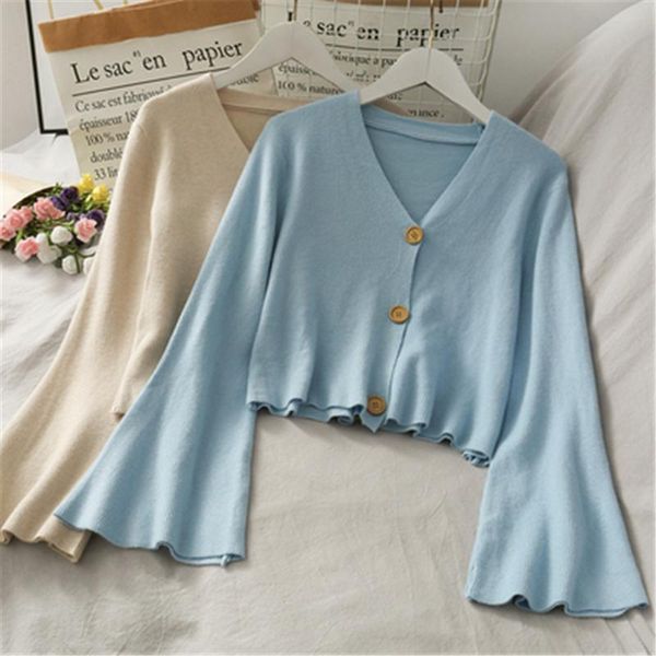 women's knits & tees 2021 autumn knitted cardigan women button up sweater female cardigans long flare sleeve coats ladies outerwear zy, White
women's knits & tees 2021 autumn knitted cardigan women button up sweater female cardigans long flare sleeve coats ladies outerwear zy, White