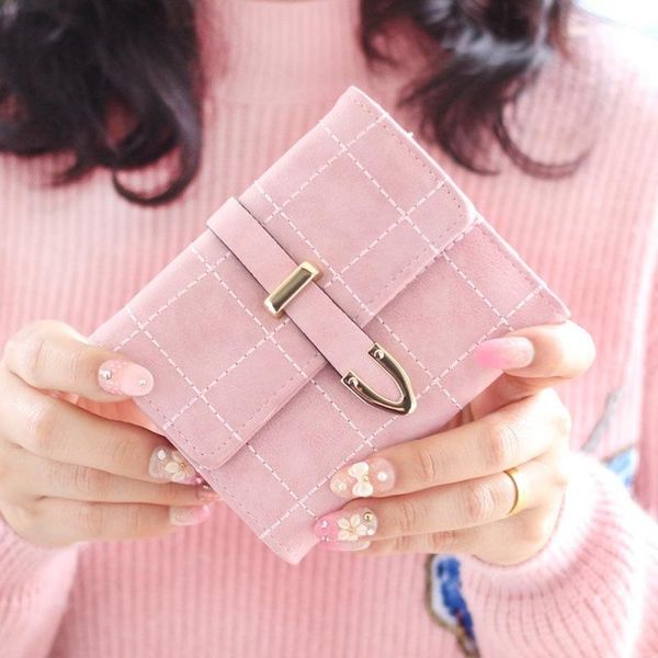 wallets short ladies wallet cute korean simple small coin purse female buckle frosted leather multi-card student, Red;black
wallets short ladies wallet cute korean simple small coin purse female buckle frosted leather multi-card student, Red;black