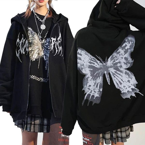women's hoodies & sweatshirts gothic style womens butterfly printed hoodie loose sports zipper cardigan coat streetwear, Black
women's hoodies & sweatshirts gothic style womens butterfly printed hoodie loose sports zipper cardigan coat streetwear, Black