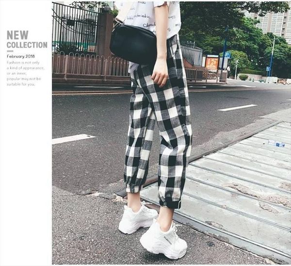 summer sprin plaid harajuku long women pant trousers streetwear harem fashion autumn ladies causal oversize, Black;white
summer sprin plaid harajuku long women pant trousers streetwear harem fashion autumn ladies causal oversize, Black;white