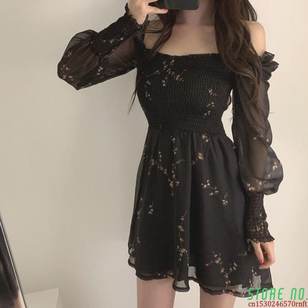 casual dresses 2021 autumn womens black dress vintage flower long puff sleeve chiffon korean mini vestidos mujer clothes, Black;gray
casual dresses 2021 autumn womens black dress vintage flower long puff sleeve chiffon korean mini vestidos mujer clothes, Black;gray