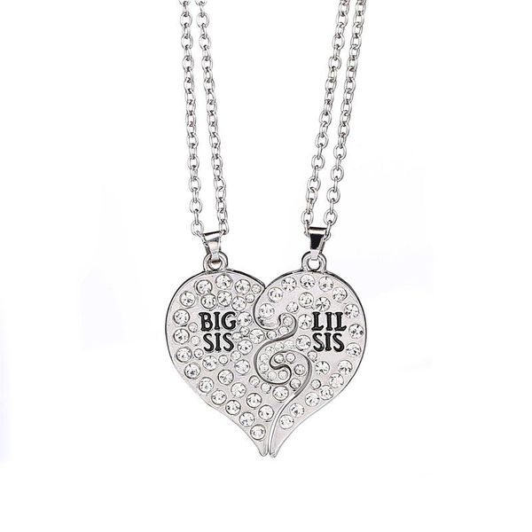 pendant necklaces 2 pcs/set couple big sis/lit sis necklace cubic zirconia heart-shaped stitching clavicle chain friendship, Silver
pendant necklaces 2 pcs/set couple big sis/lit sis necklace cubic zirconia heart-shaped stitching clavicle chain friendship, Silver