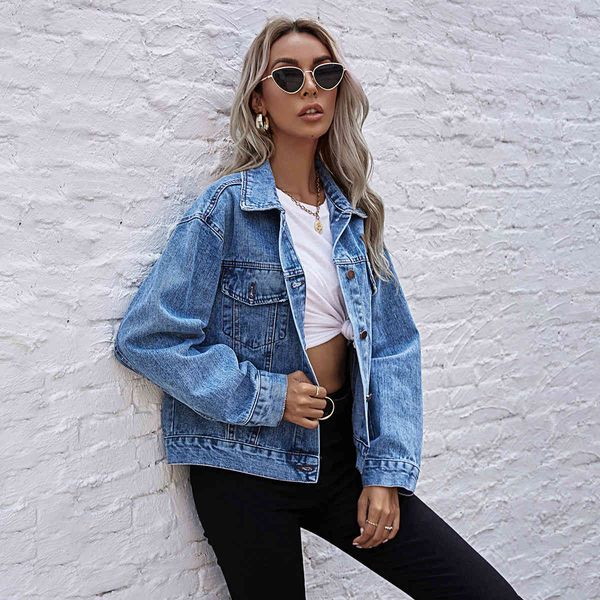 women's jackets black female spring denim turn-down jacket collar long baggy sleeve jeans vintage blue outerwear t59p, Black;brown
women's jackets black female spring denim turn-down jacket collar long baggy sleeve jeans vintage blue outerwear t59p, Black;brown