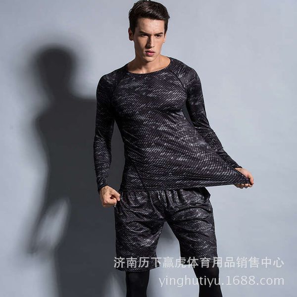 men's three fitness tracksuits piece long sleeve running tight training clothes elastic quick drying breathable sports suit, Gray
men's three fitness tracksuits piece long sleeve running tight training clothes elastic quick drying breathable sports suit, Gray