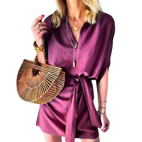 casual dresses for women's autumn shirt fashion v neck mid-waist tie pure color bag hip temperament woman's half sleeve 2021, Black;gray
casual dresses for women's autumn shirt fashion v neck mid-waist tie pure color bag hip temperament woman's half sleeve 2021, Black;gray