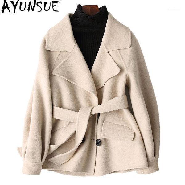 spring wool coat female alpaca of women's cashmere short autumn jacket women casaco with belt 37156 & blends, Black
spring wool coat female alpaca of women's cashmere short autumn jacket women casaco with belt 37156 & blends, Black