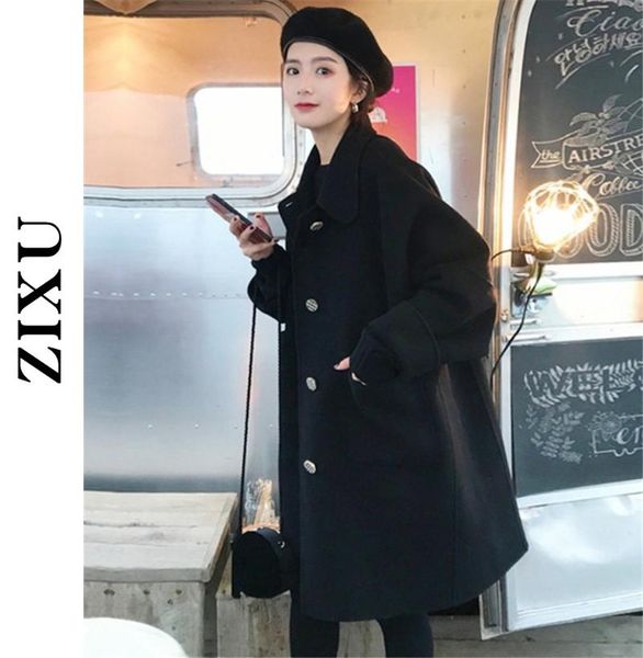 women's wool & blends loose woolen coat mid-length black chic korean hepburn style elegant and gentle outer wear 2021 autumn winter
women's wool & blends loose woolen coat mid-length black chic korean hepburn style elegant and gentle outer wear 2021 autumn winter