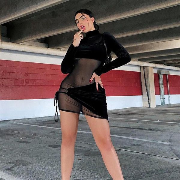 casual dresses hirigin mesh sheer see through patchwork women dress 2021 long sleeve turtleneck lace-up pencil female vestidos, Black;gray
casual dresses hirigin mesh sheer see through patchwork women dress 2021 long sleeve turtleneck lace-up pencil female vestidos, Black;gray