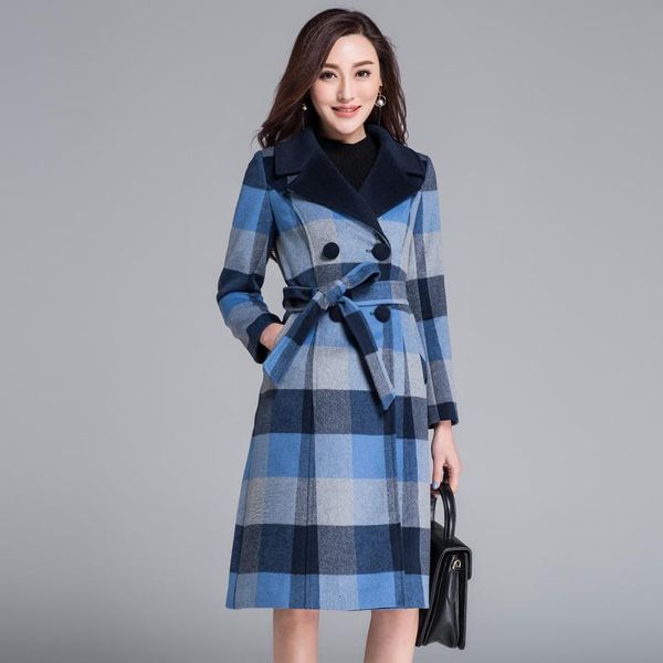 women's wool & blends long warm coat ladies slim lattice outerwear autumn winter buckle woolen high grade women blue, Black
women's wool & blends long warm coat ladies slim lattice outerwear autumn winter buckle woolen high grade women blue, Black