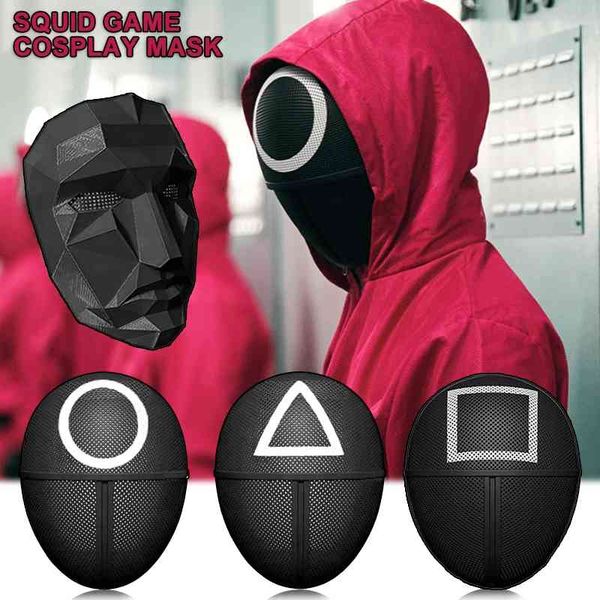 squid game triangle square circle plastic mask cosplay red hood replica jumpsuit man headgear boss costume props
squid game triangle square circle plastic mask cosplay red hood replica jumpsuit man headgear boss costume props