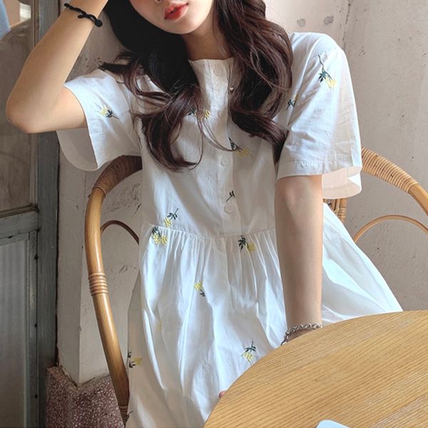 woman dress white embroidery floral mid-calf cotton clothing 2021 summer short sleeve loose lined cute sweet sundress, Black;gray
woman dress white embroidery floral mid-calf cotton clothing 2021 summer short sleeve loose lined cute sweet sundress, Black;gray